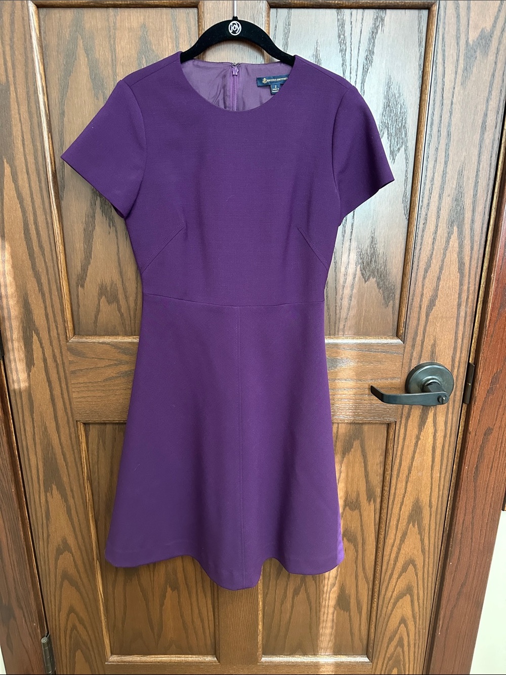 Brooks Brothers Purple Short-Sleeve Fit-and-Flare Mini Dress